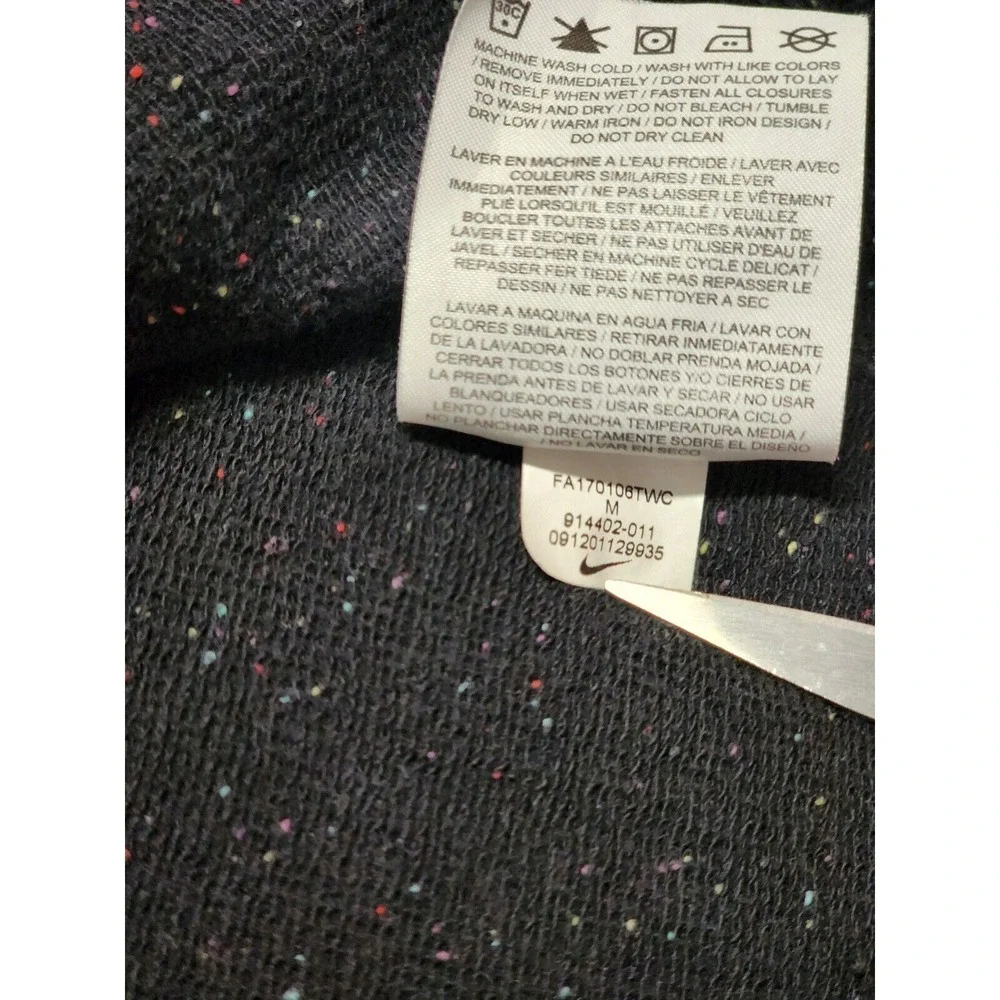 Rare Y2K Nike Speckled Hoodie Full‎ Zip Jacket Womens Medium Black - Picture 11 of 16